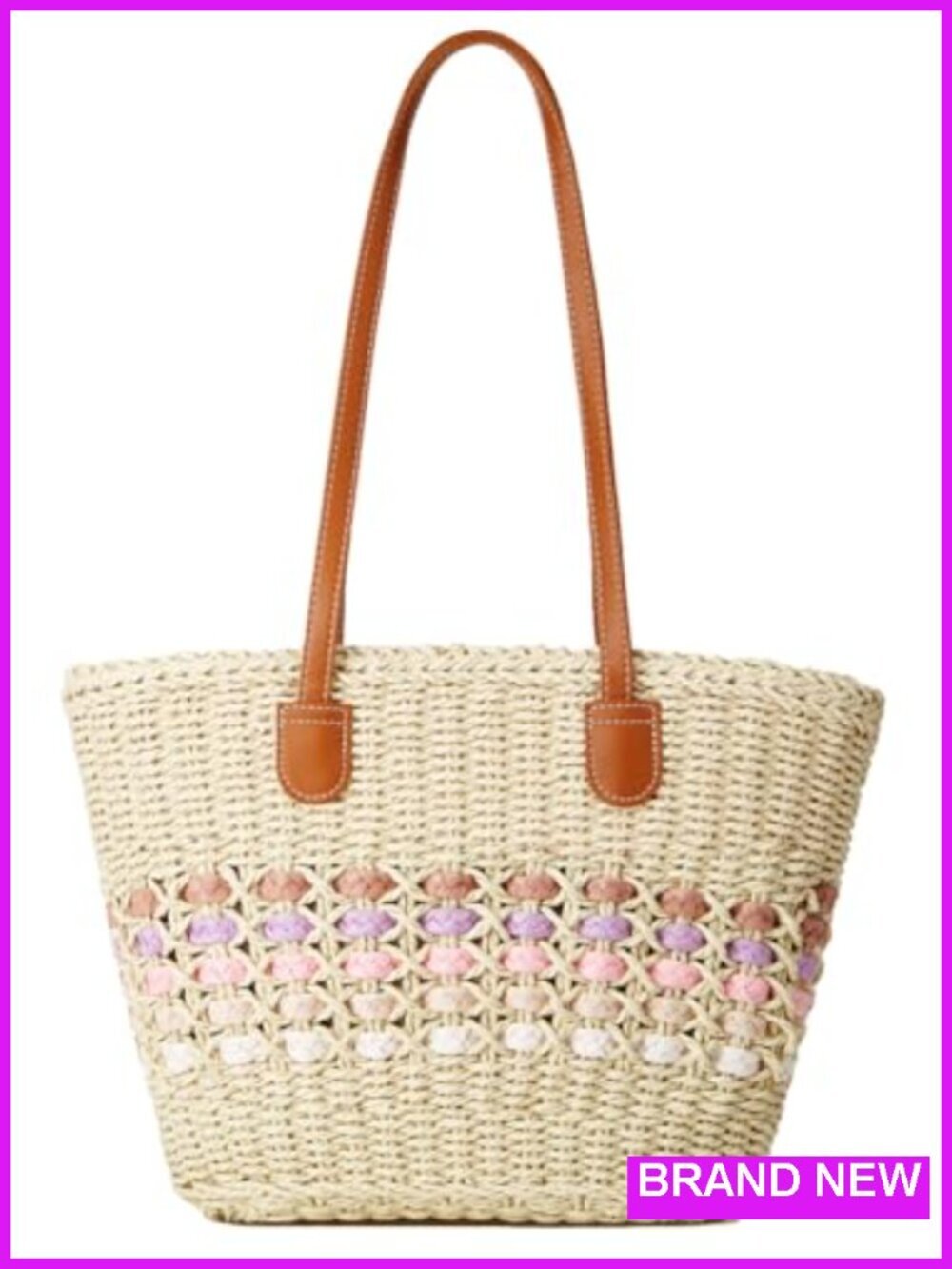 Woven Straw Tote Bag Shoulder Handbag Hobo Summer Beach Travel Purse